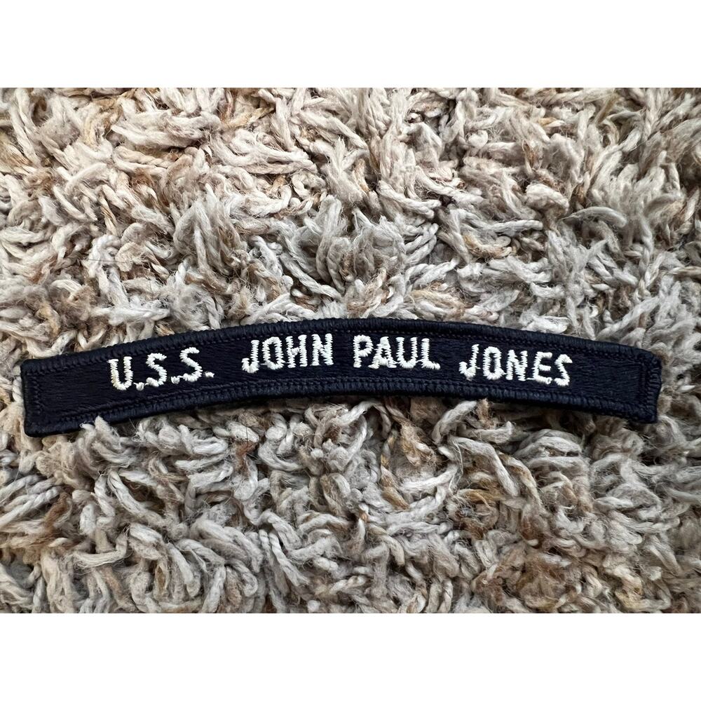 Vintage Authentic US NAVY Shoulder Strip Tab Patch USS John Paul Jones Badge